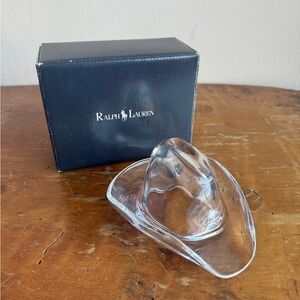 Rare Vintage 1980s Ralph Lauren Crystal Cowboy Hat Paperweight